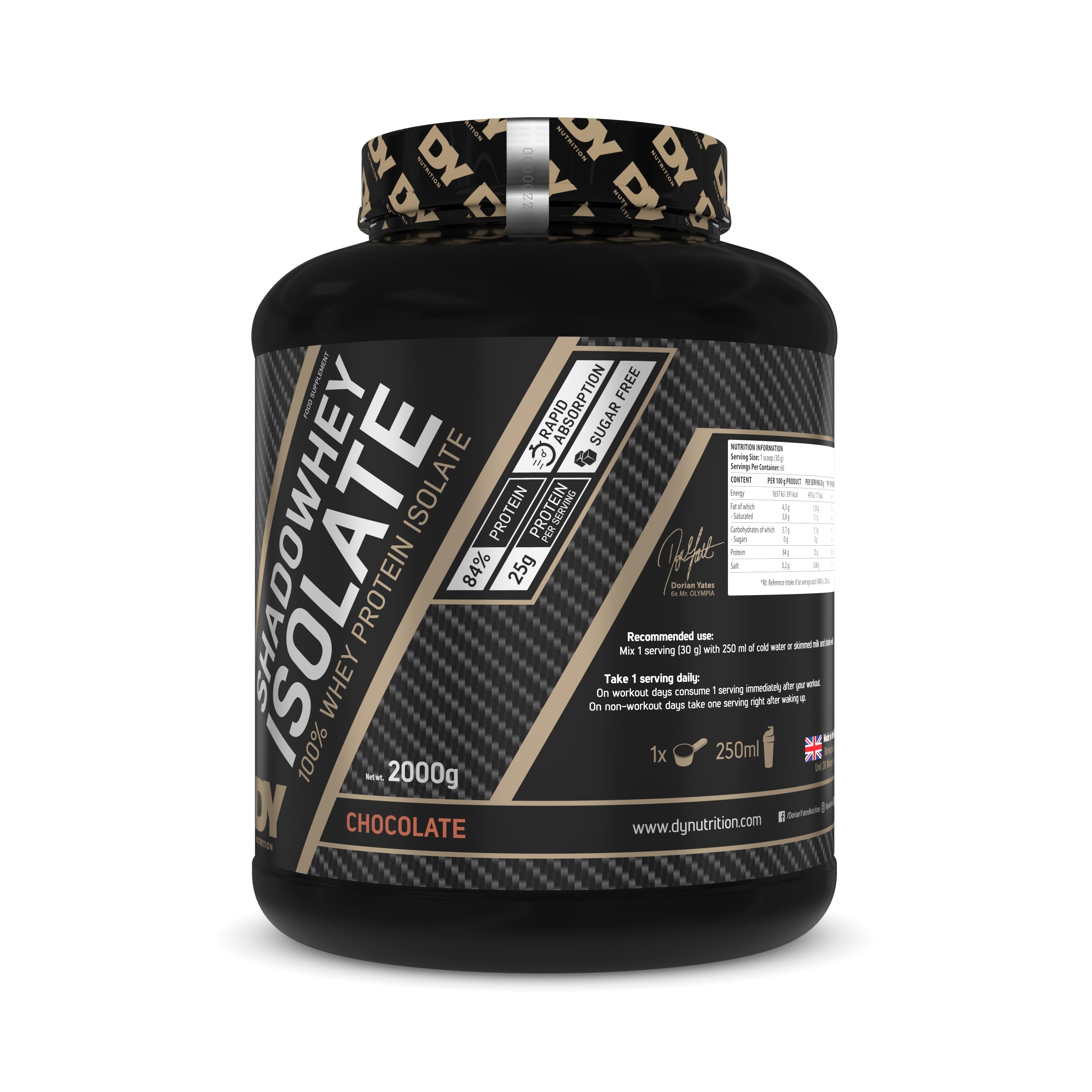 Shadowhey Isolate Whey Protein Shadowhey ISOLATE 2Kg, 66 Servings – DY Nutrition Worldwide